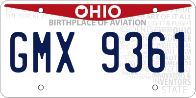 OH license plate GMX9361