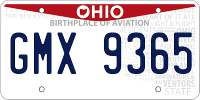 OH license plate GMX9365
