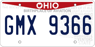 OH license plate GMX9366