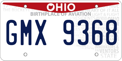 OH license plate GMX9368