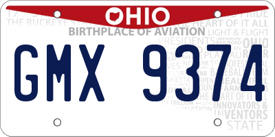 OH license plate GMX9374