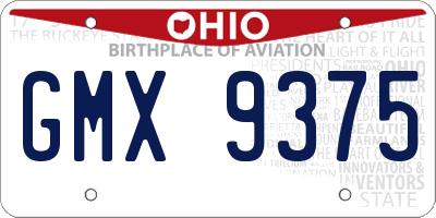 OH license plate GMX9375