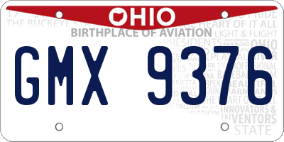 OH license plate GMX9376