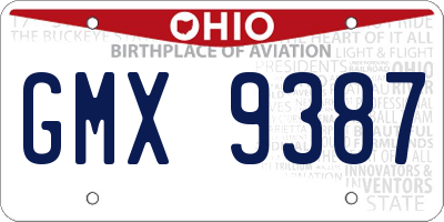 OH license plate GMX9387