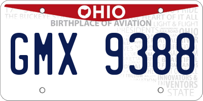 OH license plate GMX9388