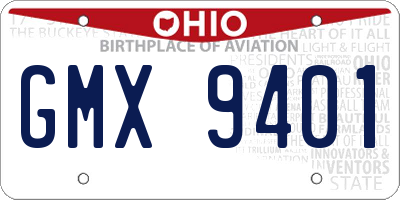 OH license plate GMX9401
