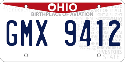 OH license plate GMX9412