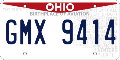 OH license plate GMX9414