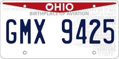 OH license plate GMX9425