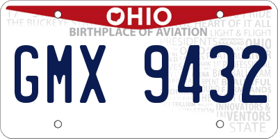 OH license plate GMX9432
