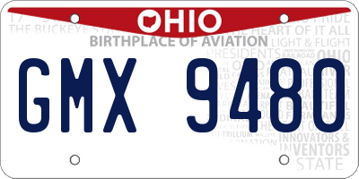 OH license plate GMX9480