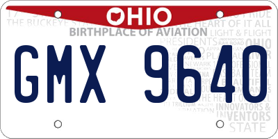 OH license plate GMX9640