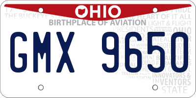 OH license plate GMX9650