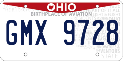 OH license plate GMX9728