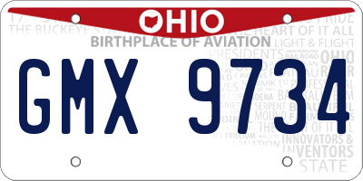 OH license plate GMX9734
