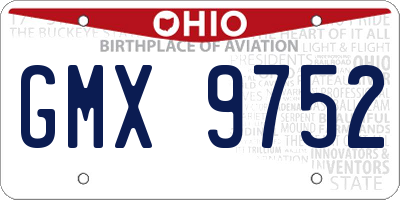 OH license plate GMX9752