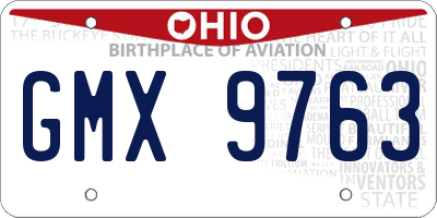 OH license plate GMX9763