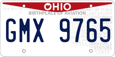 OH license plate GMX9765