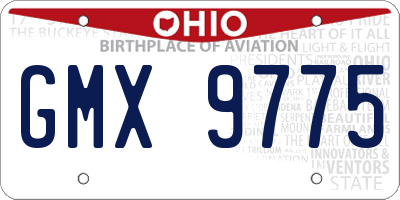 OH license plate GMX9775