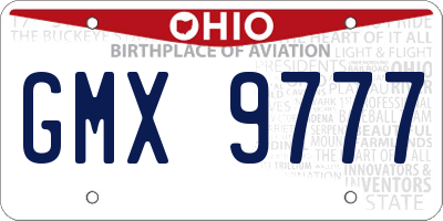 OH license plate GMX9777