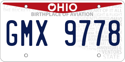 OH license plate GMX9778