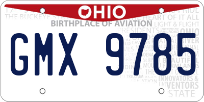OH license plate GMX9785