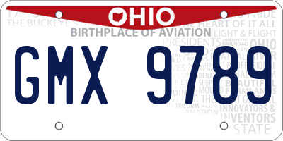 OH license plate GMX9789