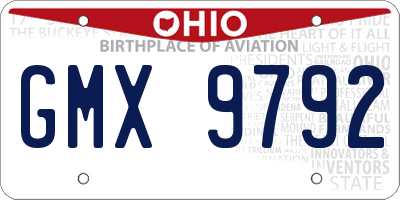 OH license plate GMX9792