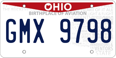 OH license plate GMX9798