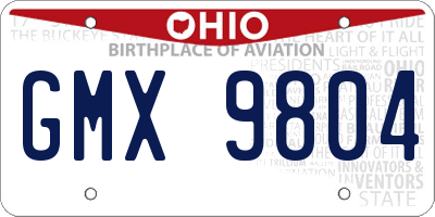OH license plate GMX9804
