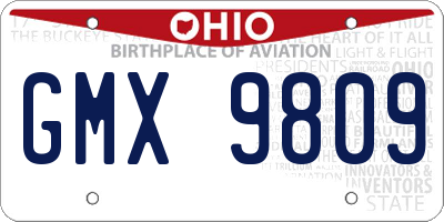 OH license plate GMX9809