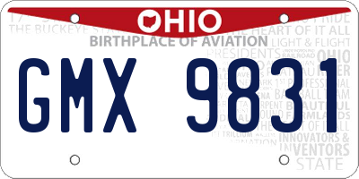 OH license plate GMX9831