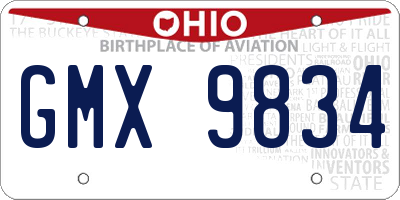 OH license plate GMX9834