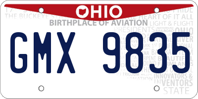 OH license plate GMX9835