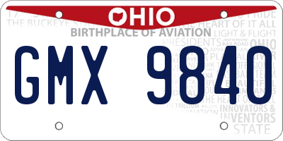 OH license plate GMX9840