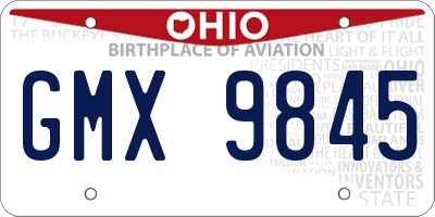 OH license plate GMX9845