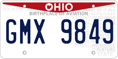 OH license plate GMX9849