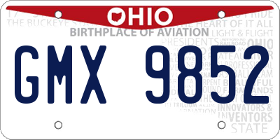 OH license plate GMX9852