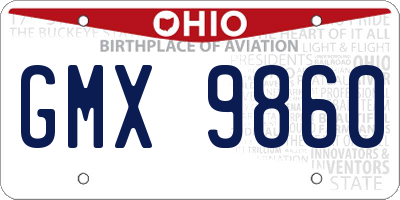 OH license plate GMX9860