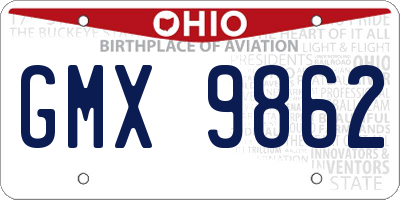 OH license plate GMX9862