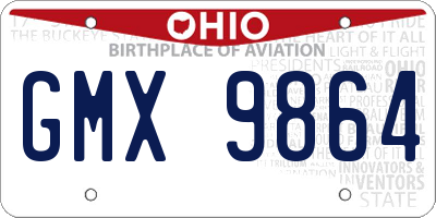 OH license plate GMX9864