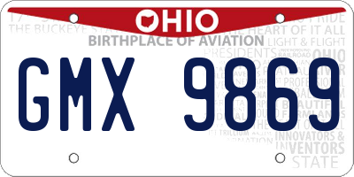 OH license plate GMX9869