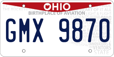 OH license plate GMX9870