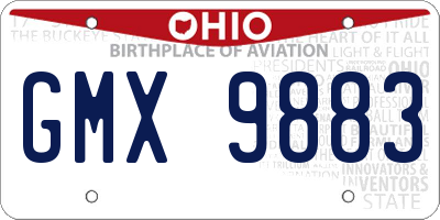 OH license plate GMX9883