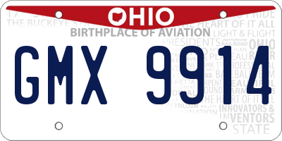 OH license plate GMX9914