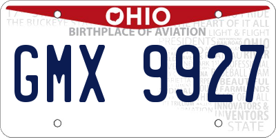 OH license plate GMX9927
