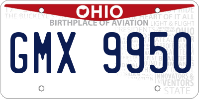 OH license plate GMX9950