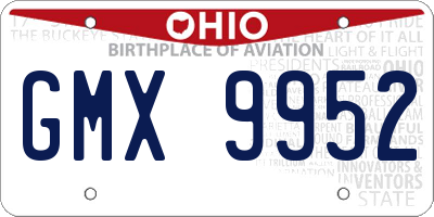 OH license plate GMX9952