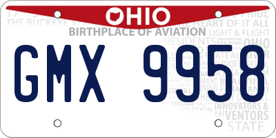 OH license plate GMX9958