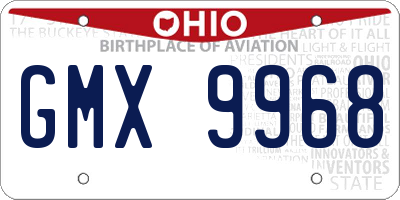 OH license plate GMX9968